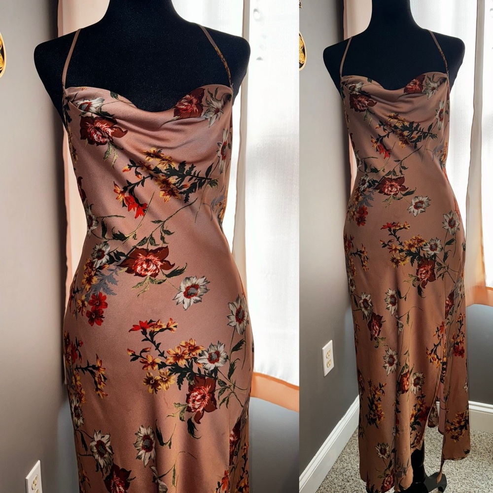 Astr Asymmetrical Ruffled Slip Dress